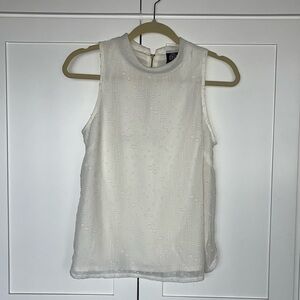 White Blouse Mock Neck Tank Top (size Petite XS)